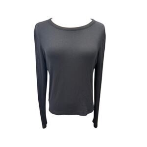"ABOUND" Black Long Sleeve Ribbed Top SZ XL Stretchy Cottage Core Base Layer